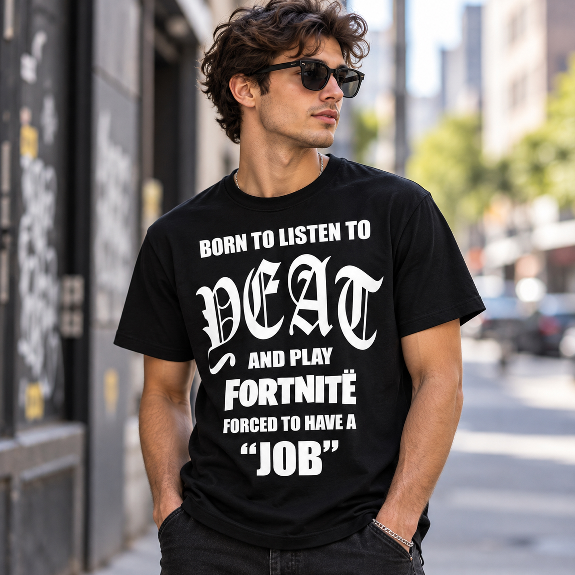Born To Listen To Peat And Play Forced To Have A Job Shirt - Image 3